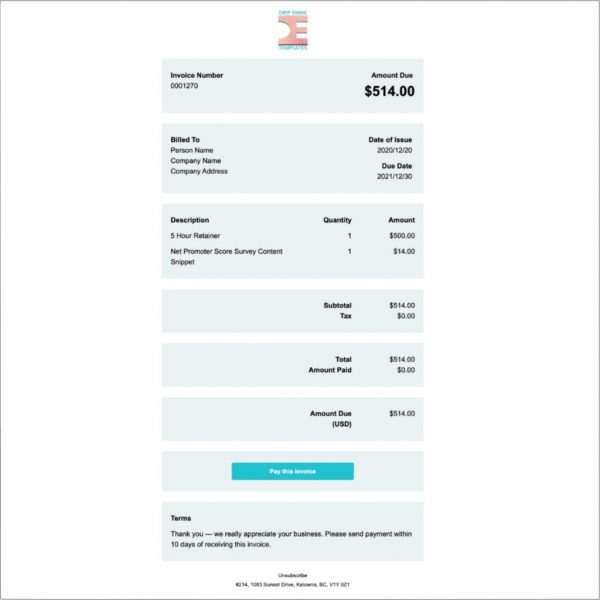 Invoice Email Template
