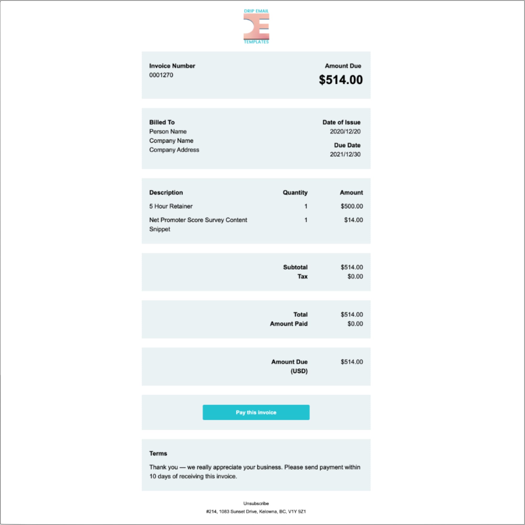 Invoice Email Template Html PARAHYENA